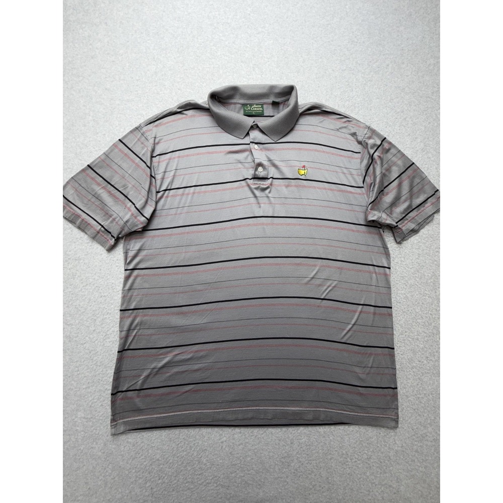 Masters Amen Corner Polo Shirt Mens XL Gray Striped Augusta National Golf Vtg